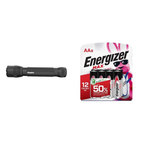 TAC 1000 LED Flashlight, 1000 Lumens and MAX AA Batteries (8-Pack) Combo