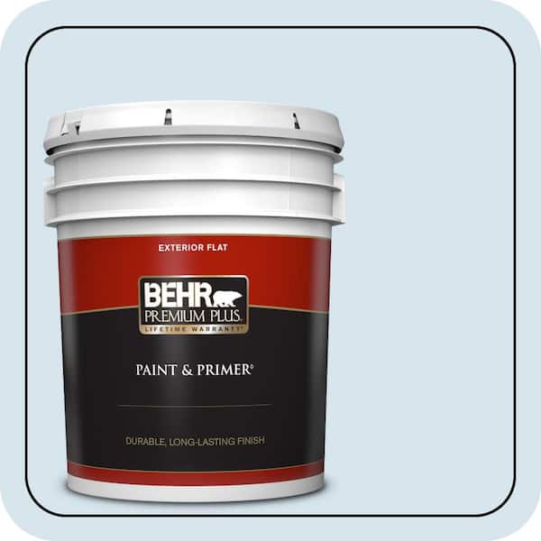 BEHR PREMIUM PLUS 5 gal. #560C-1 Rain Water Flat Exterior Paint & Primer