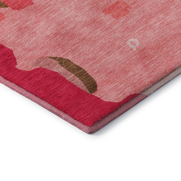 Mayfield Premium Machine Washable Abstract AMF1028 Coral 8 ft. x 10 ft. Area Rug