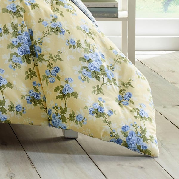 Laura Ashley Cassidy 7-Piece Yellow Cotton King Bonus Duvet Cover