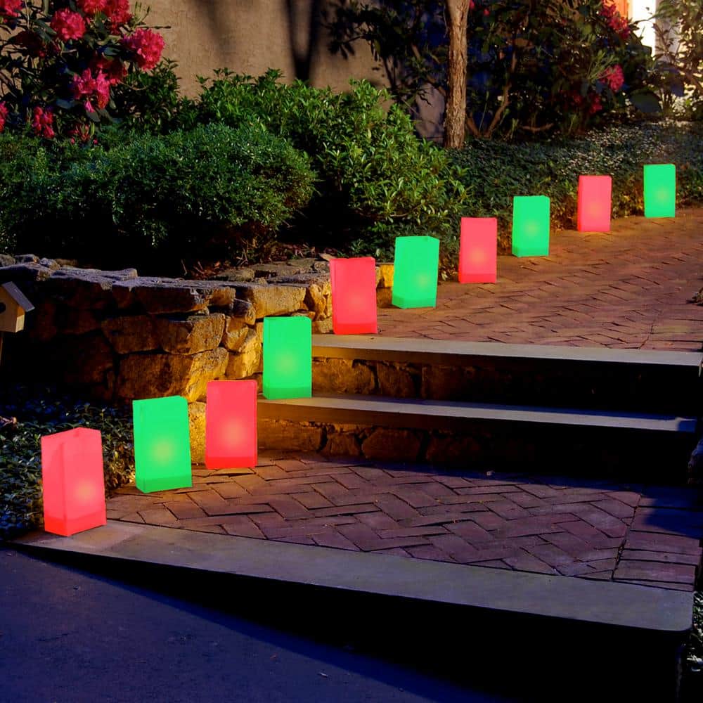 Festive Red and Green Electric Luminaria Kit - Set of 10