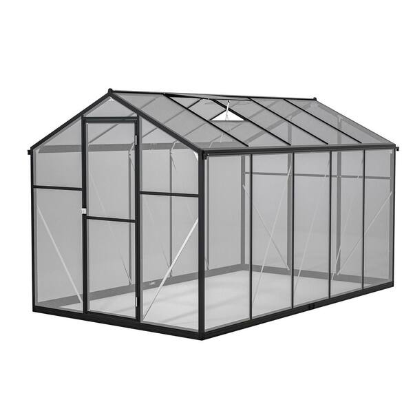 126 in. W x 75 in. D x 81 in. H Aluminum Frame Polycarbonate Greenhouse Kit with Lockable Door and Adjustable Roof Vent