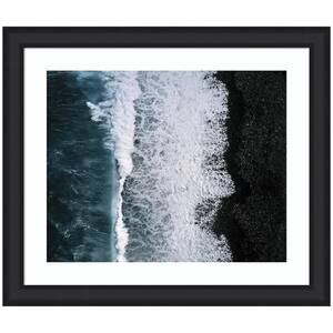 Oliver ''Ocean Waves on the Black Beach in Iceland'' by Michael Schauer Beach Framed Art Print 23 in. x 27 in.