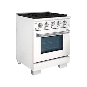 BOLD 30" 4.2 Cu. Ft. 4 Burner Freestanding All Gas Range with Gas Stove and Gas Oven in White