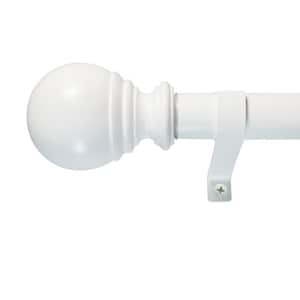 18 in. - 36 in. Single Curtain Rod in White with Finial
