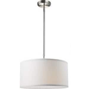 Lawrence 3-Light Brushed Nickel Modern Pendant with White Linen Fabric Shade