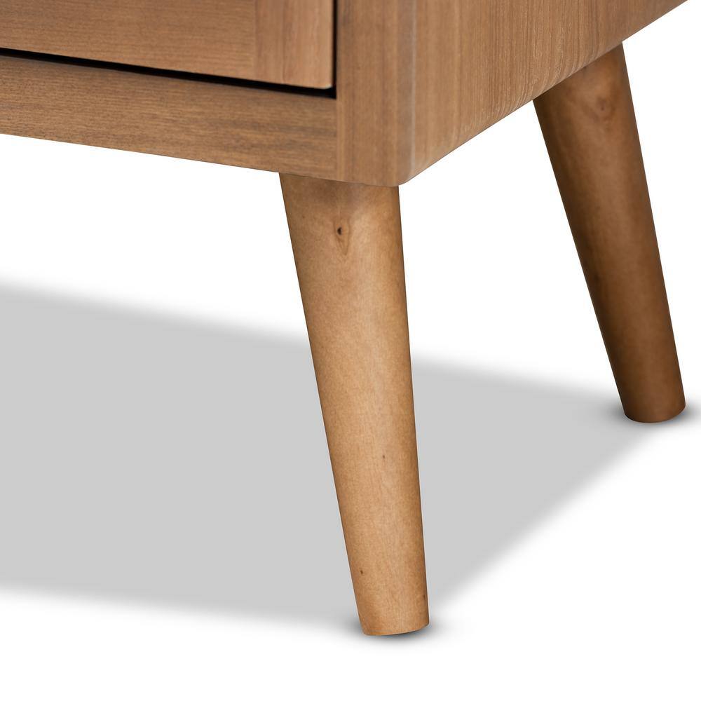 Alina Medium Oak and Rattan 2-Door Accent Storage Cabinet