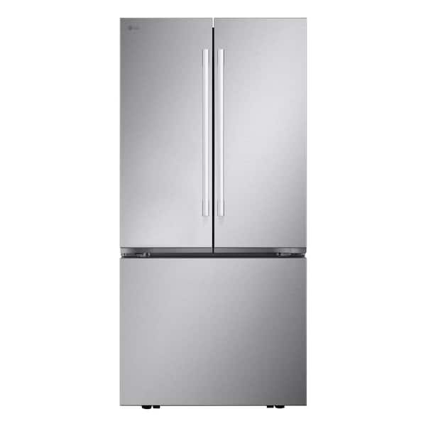 33 in. W. 25 cu. ft. Smart 3-Door French Door Refrigerator Standard Depth MAX in PrintProof Stainless Steel