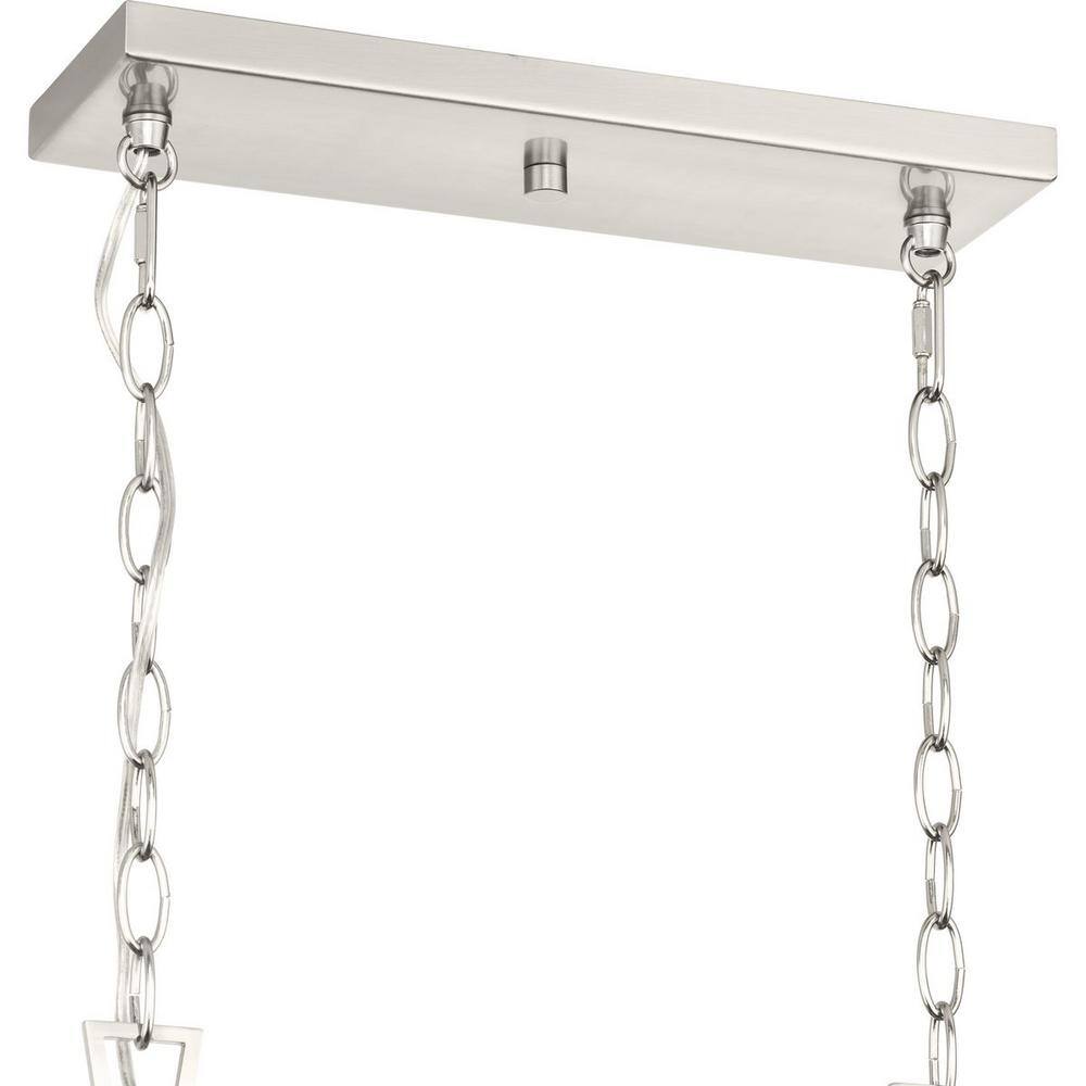 Goodwin Brushed Nickel 4-Light Linear Island Chandelier with Clear Glass Shades