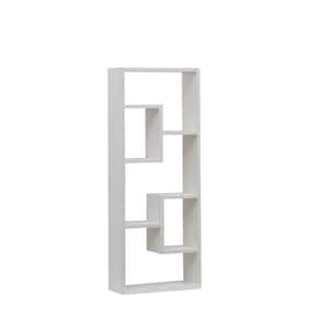 White Wall Mounted Freestanding Wooden Bookshelf 5-Cubes and 2-Locking Hole Hangers (36.20 in. x 14.20 in. x 5.7 in. )