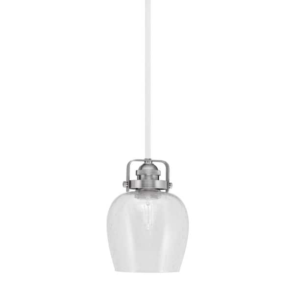 Unbranded Decatur 60-Watt 1-Light White & Nickel Light mini Pendant with 6 in. Clear Bubble Glass Shade, no bulb included