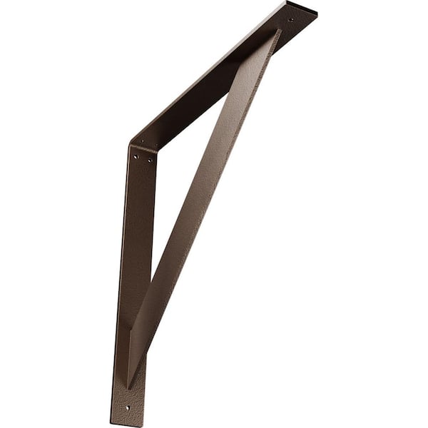 Ekena Millwork 2 in. x 18 in. x 18 in. Steel Hammered Dark Bronze Traditional Bracket
