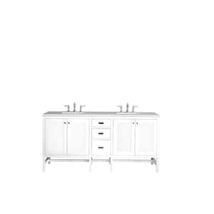 Addison 72 in. W x 23.5 in. D x 35.5 in. H Bath Vanity in Glossy White with Artic Fall Solid Surface Top