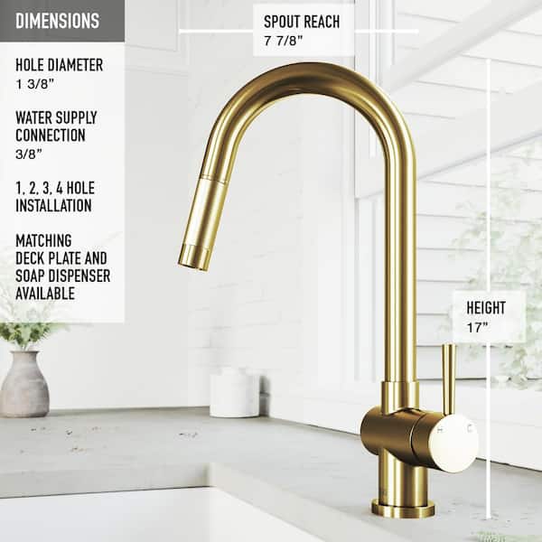 Gramercy Single-Handle Pull-Down Sprayer Kitchen Faucet with Soap Dispenser in Matte Gold