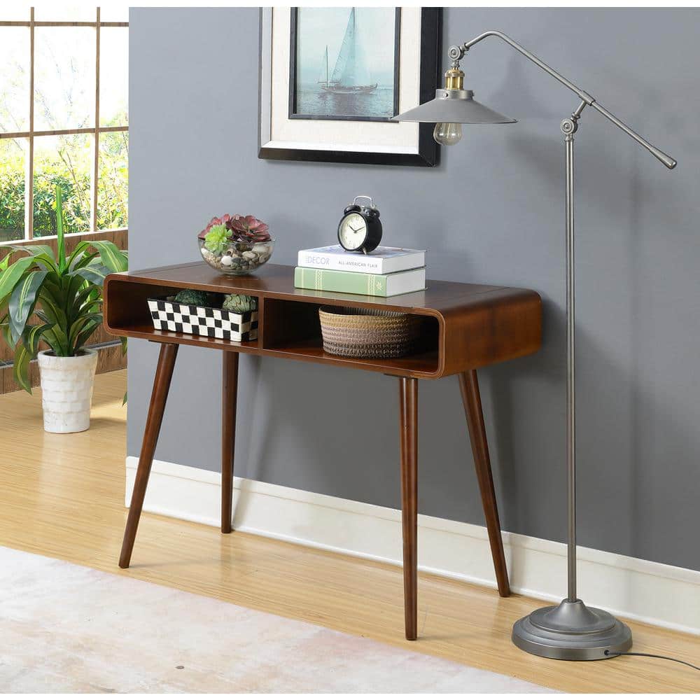 Mid-Century Espresso Napa Console Table with Open Cubbies