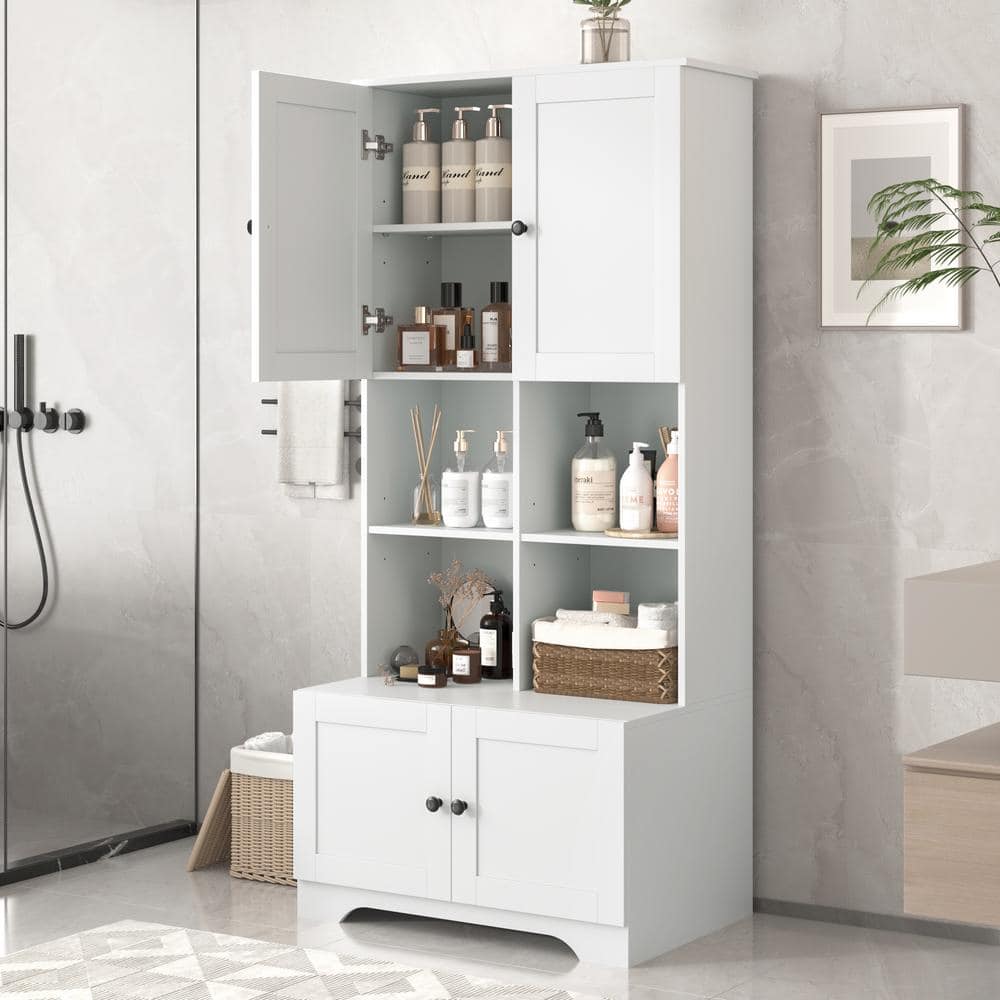 31.00 in. W x 12.00 in. D x 67.00 in. H White Freestanding Bookcase Storage Cabinet Linen Cabinet with Adjustable Shelve price history on PriceWatchPro