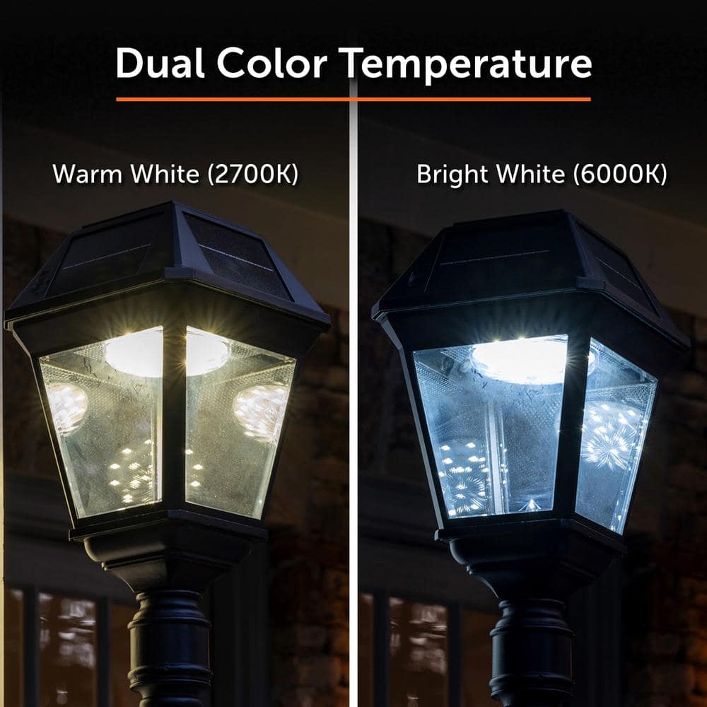 Imperial III Black Double Solar Post Light with Beveled Lens