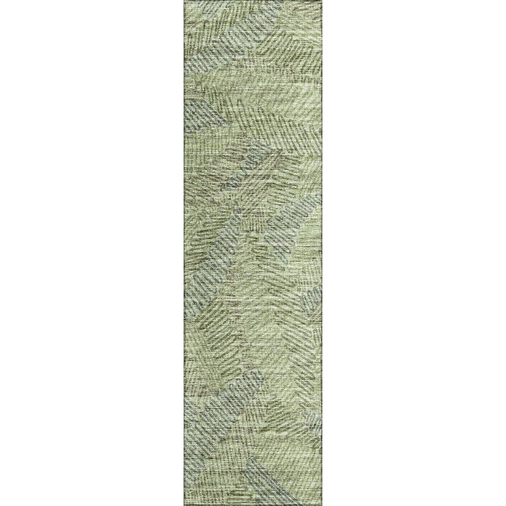 Yuma Green 2 ft. 3 in. x 7 ft. 6 in. Geometric Indoor/Outdoor Washable Area