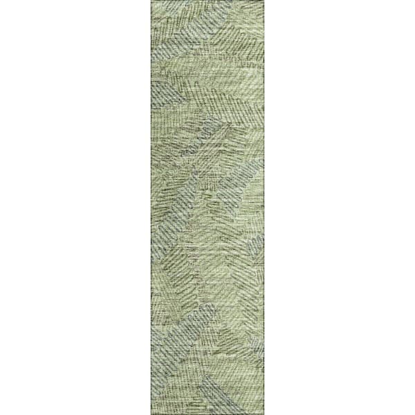 Yuma Green 2 ft. 3 in. x 7 ft. 6 in. Geometric Indoor/Outdoor Washable Area Rug