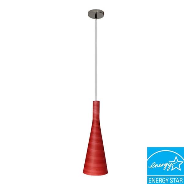 Efficient Lighting Modern Series 1-Light Ceiling Mount Pendant Fixture with Red Glass Shade and GU24 Energy Star QualifiedBulb-DISCONTINUED