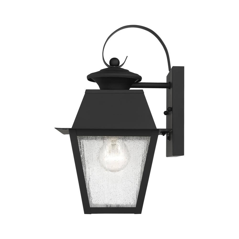 Elegant Black Seeded Glass Lantern Sconce, Dimmable Direct Wired