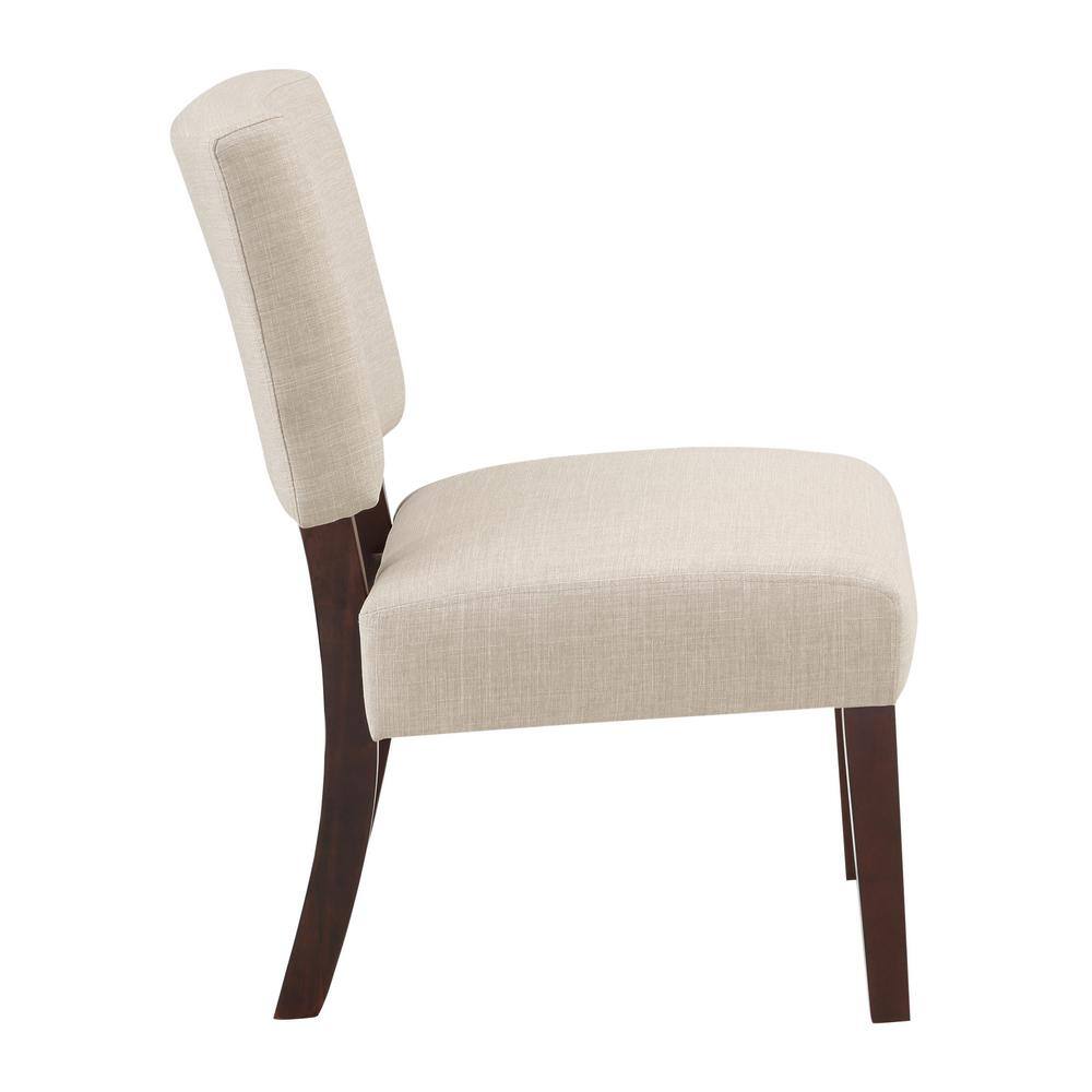 Jasmine Cream Fabric Side Chair with Espresso Wood Legs