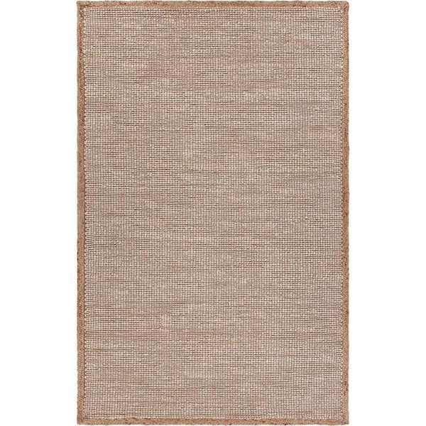 Unbranded Classic Interwoven Jute Blend Area Rug 7 ft. 9 in. x 9 ft. 9 in. Tan/Off-White