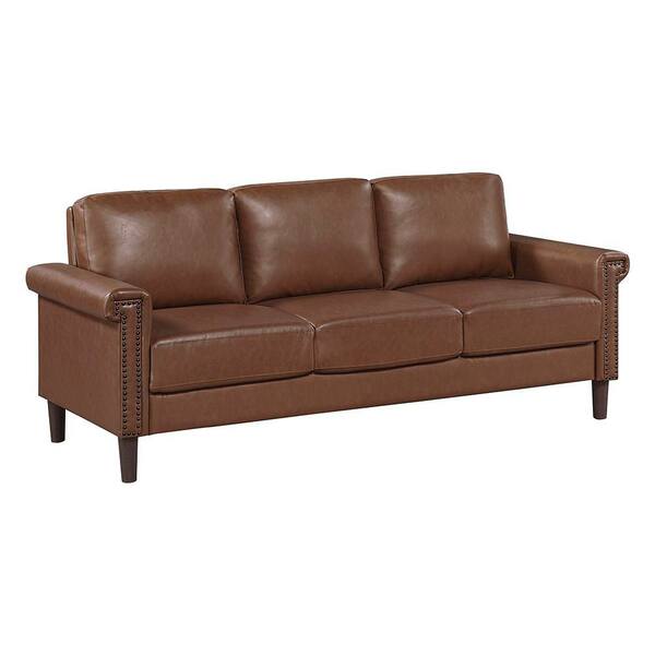 Lazzara Arlo 79 in. W Rolled Arm Faux Leather Rectangle 3-Piece