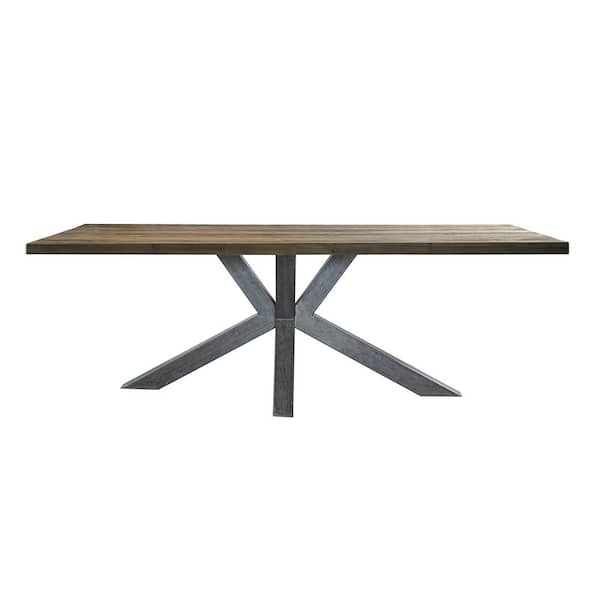 Padma's Plantation Arena 39.37 in. Rectangle Natural Wood Top with Metal Frame Dining Table (Seats 8)