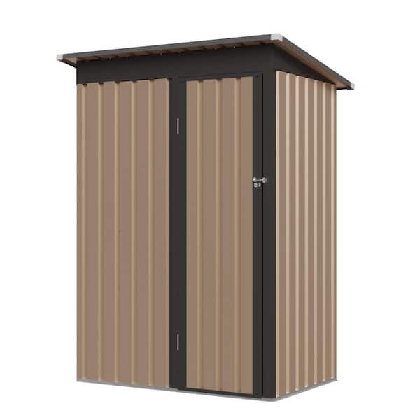 4.27FT x2.42FT Metal Garden Shed 5 X 3 FT Pent Roof with Hinge Door