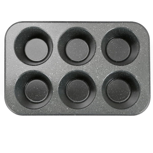 Jumbo 6-Cup Carbon Steel Muffin Pan Stone Finish Nonstick Cupcake Baking Pan Easy Release 1 Piece