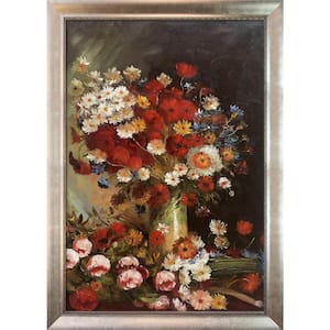 Vase with Poppies Cornflowers by Vincent Van Gogh Champagne Scoop Framed Abstract Oil Painting Art Print 29 in. x 41 in.