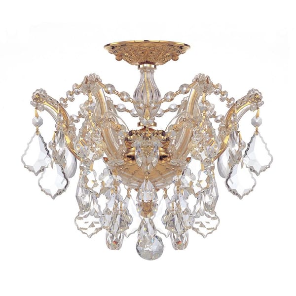 Crystorama Maria Theresa 13.5 in. 3-Light Gold Flush Mount