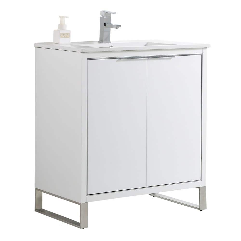 Opulence 30 in. W x 18 in. D x 33.5 in. H Bath Vanity in White Matte with White Ceramic Top price history on PriceWatchPro