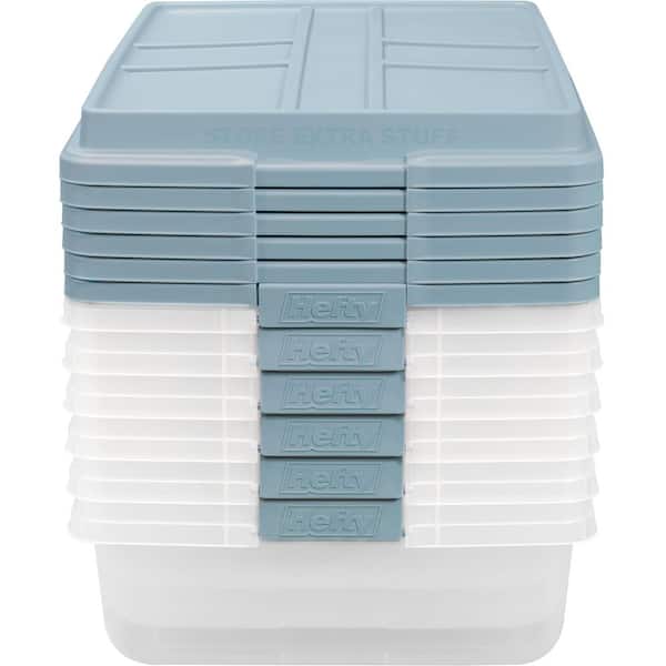 Hefty 32 qt. Clear Storage Bin with Blue Hi-Rise Lid