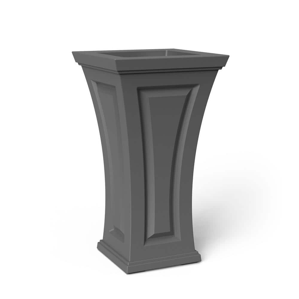 Graphite Gray Tall Polyethylene Outdoor/Indoor Planter with Water Reservoir