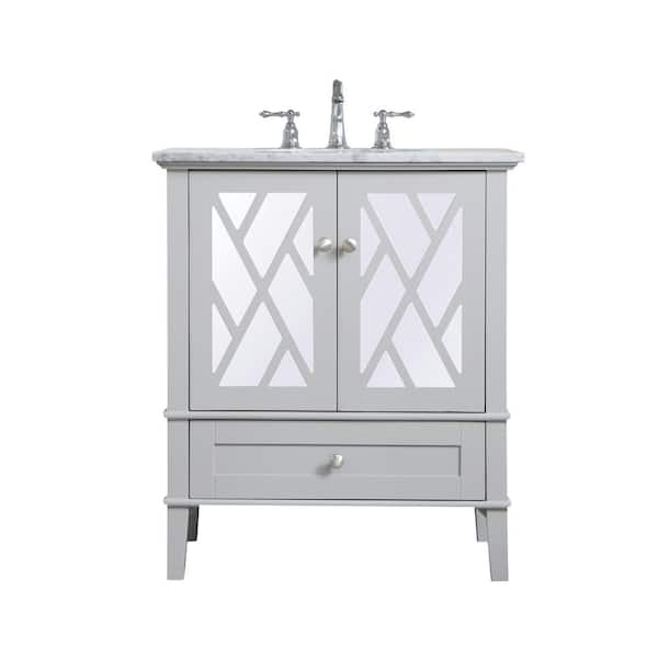 Unbranded Timeless Home 30 in. W x 20.5 in. D x 35 in. H Single Bathroom Vanity in Grey with Marble