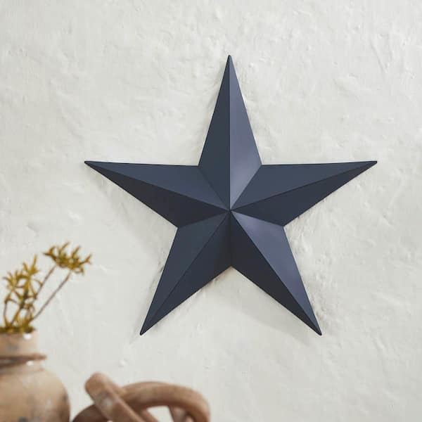1-Piece 18 in. x 18 in. Blue Distressed Metal Star Wall Decor
