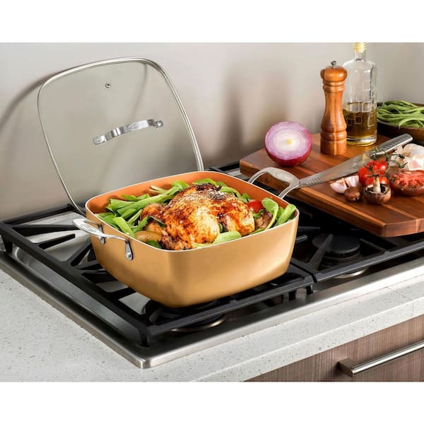 10-Piece Black Non-Stick Ti-Ceramic Square Cookware Set with Lids 10-Piece Black Non-Stick Ti-Ceramic Square Cookware Set with Lids