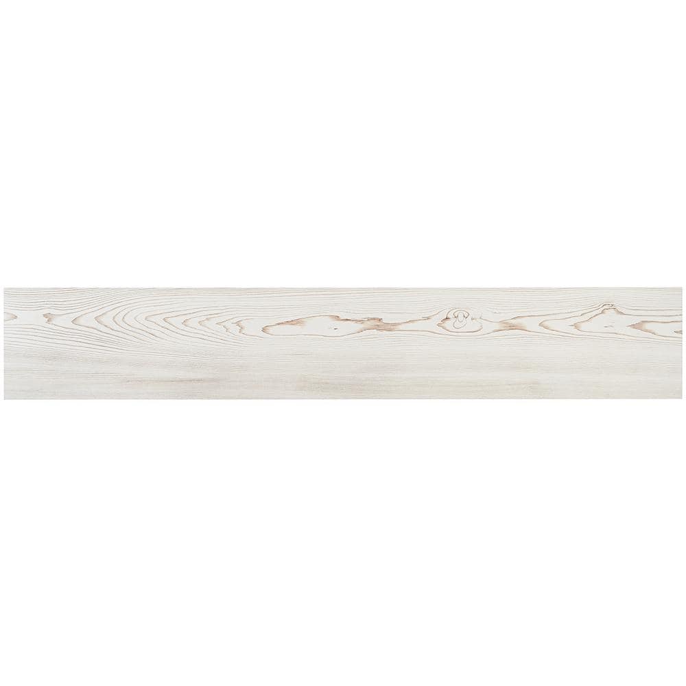 Teakwood Mandorla 8" x 48" Matte White Porcelain Wood Look Tile