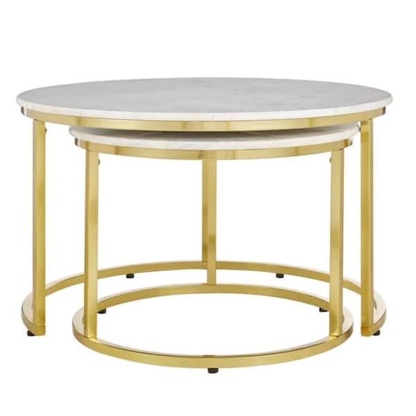 Home Decorators Collection Cheval 2, Marble And Gold Coffee Table Set