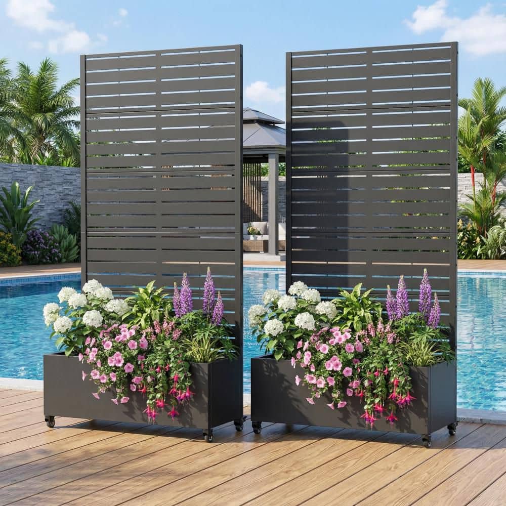 Dovelina 72 in. H x 35 in. W x 16 in. L Metal Black Rectangle Pots
