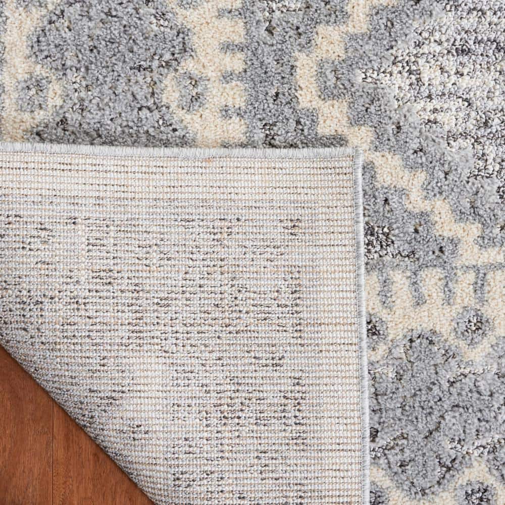Gray and Ivory Handmade Tufted Shag Rug, 8' x 10'