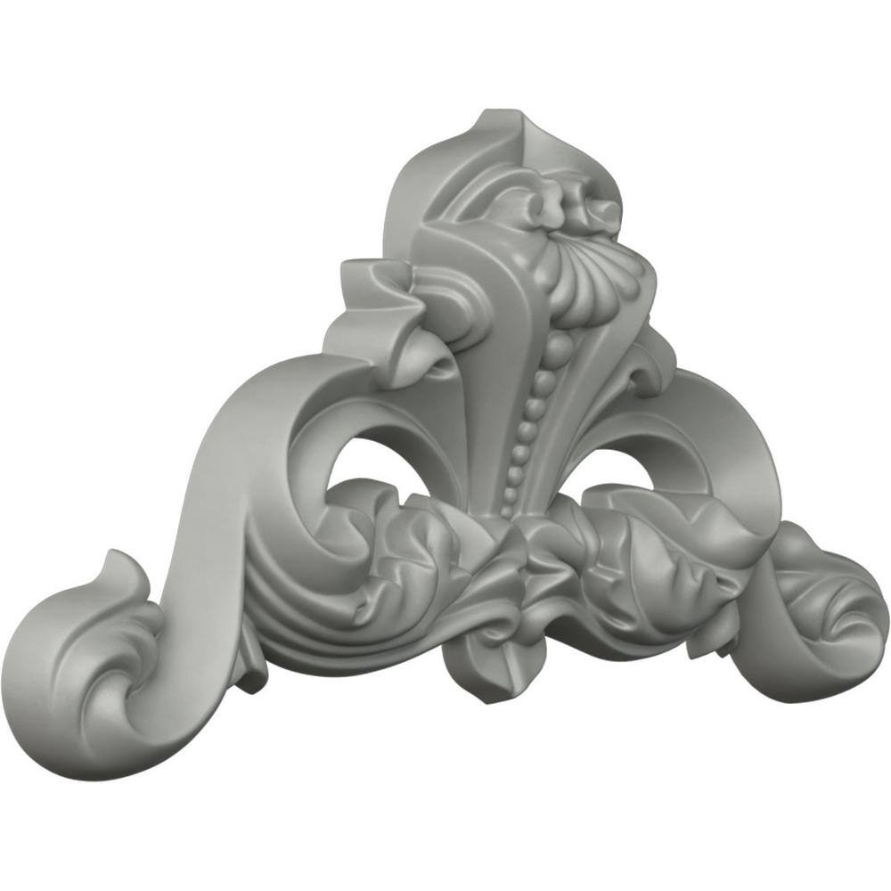 Gray Polyurethane Beaded Scroll Wall Applique