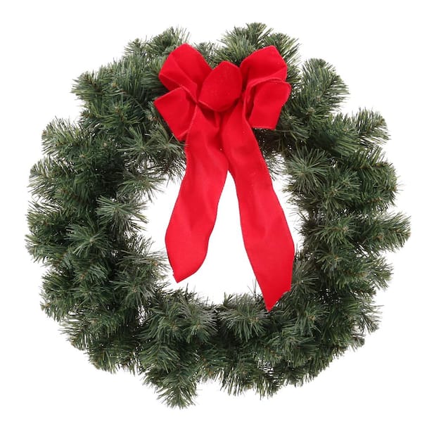 26" Noble Pine Holiday Wreath With Red Bow and ornaments home accent holiday 