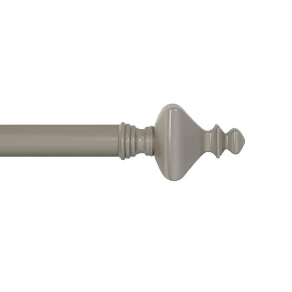 Single, 66-120 in. Curtain Rod Bracket-Decorative Modern Turned Finials and Hardware-(Gray)