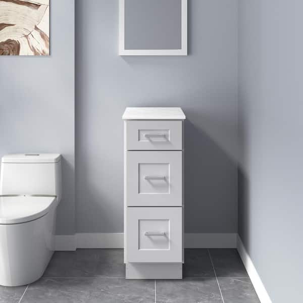HOMLUX Rockport 12 in. W x 21 in. D x 34.5 in. H Ready to Assemble Bath Vanity Cabinet without Top in Shaker Dove