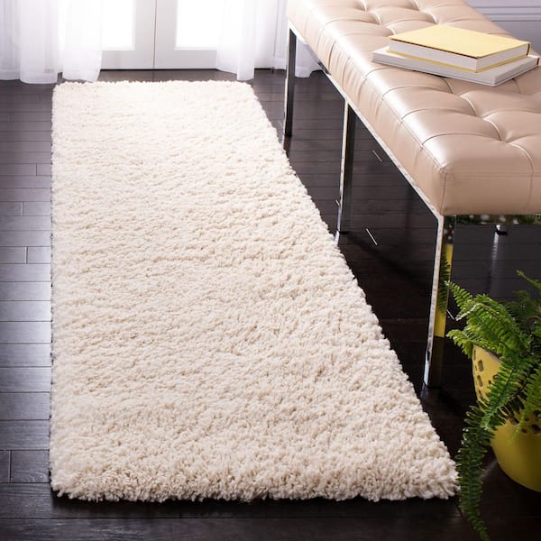 Fontana Shag 2 ft. x 14 ft. Cream Solid Runner Rug