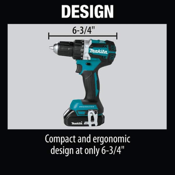 Makita 18V LXT Lithium-Ion Compact Brushless Cordless 1/2 in. Driver-Drill  Kit w/ (2) Batteries (2.0Ah), Charger, Bag XFD12R - The Home Depot