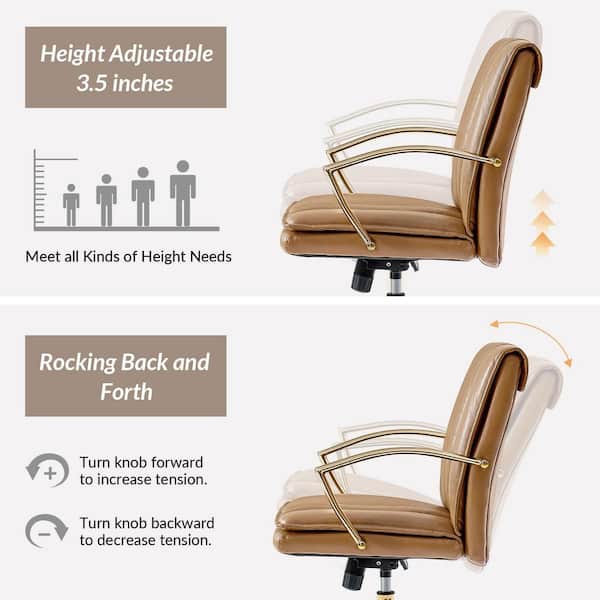 JAYDEN CREATION Carlos Genuine Leather Swivel Office Chair in